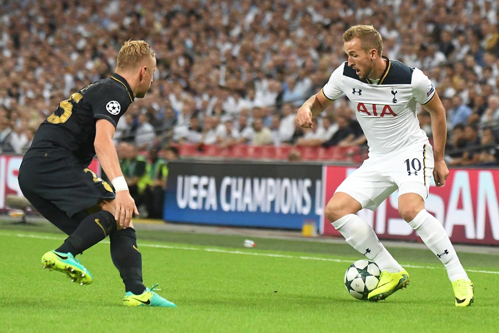 Harry Kane of Tottenham pictured during the UEFA Champions League Group E game between Tottenham Hotspur and AS Monaco on Wembley Stadium.